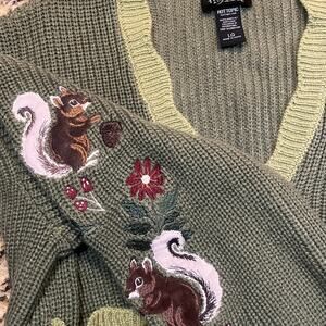 Thorn & Fable Hot Topic Women Cardigan Large Squirrel Green Fairycore Crop